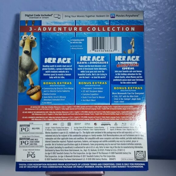 NEW/UNOPENED Disney Ice Age 3 Movie Collection Blu-Ray + DVD + Digital Code - Picture 2 of 3